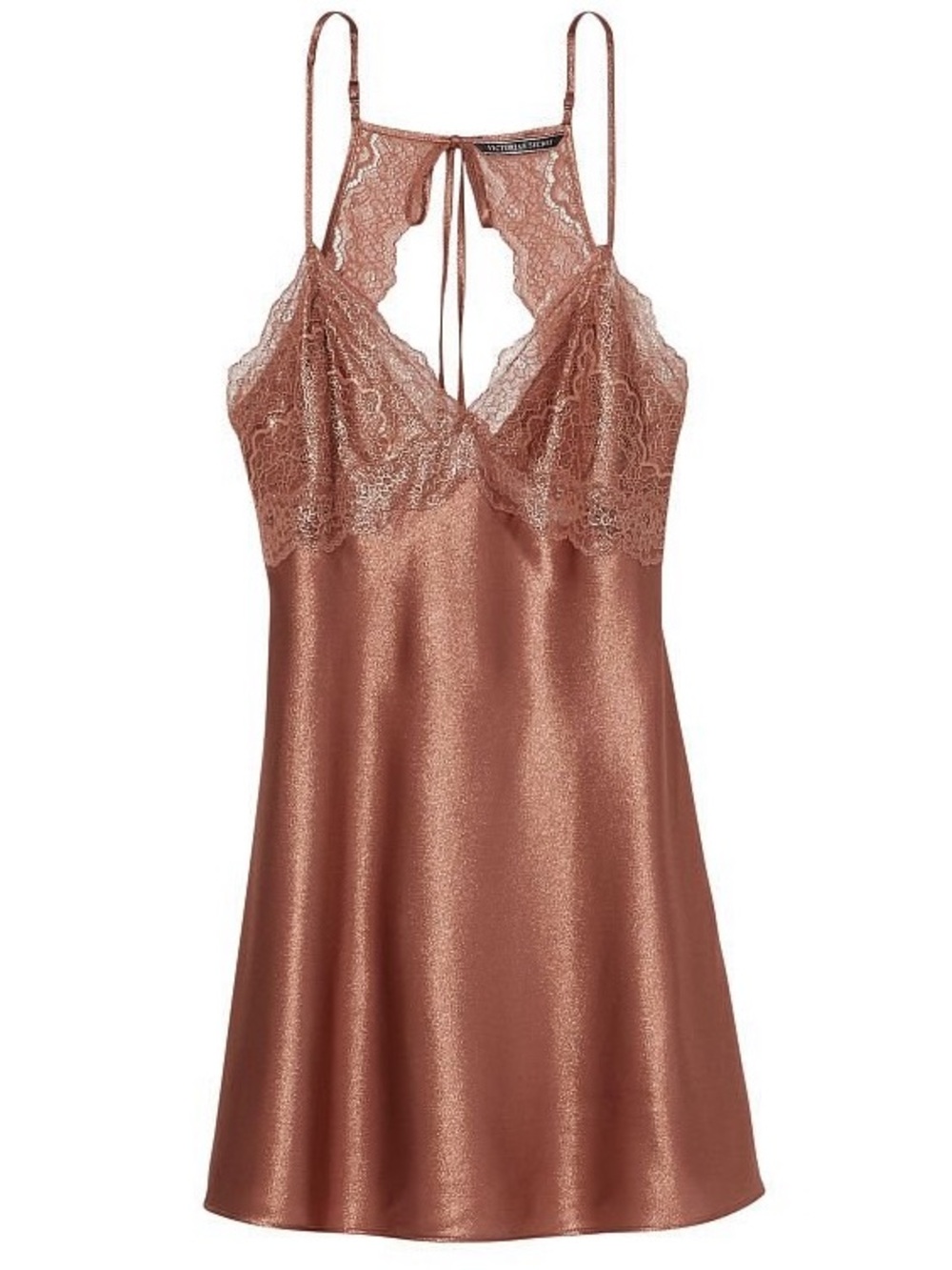 Victoria's Secret Gold Satin Slip Dress with Lace Trim!